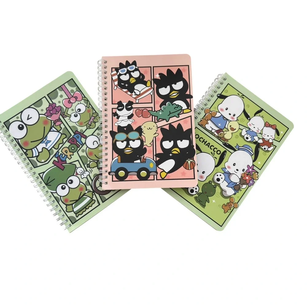 Spiral Notebook Set Keroppi Badtz-Maru Pochacco Lined Stationery 3 Pack